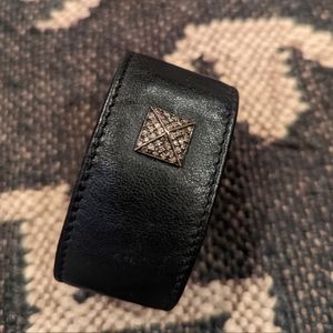 Leather and Diamond Cuff Bracelet